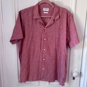 Men’s Lindbergh Cotton Linen Button Front Relaxed Fit Short Sleeve Shirt XXL